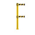 Montour Line Stanchion Dual Belt Barrier Fixed Base Yellow Post 7.5ftBlk/Ye Belt MSX630DF-YW-BYD-75